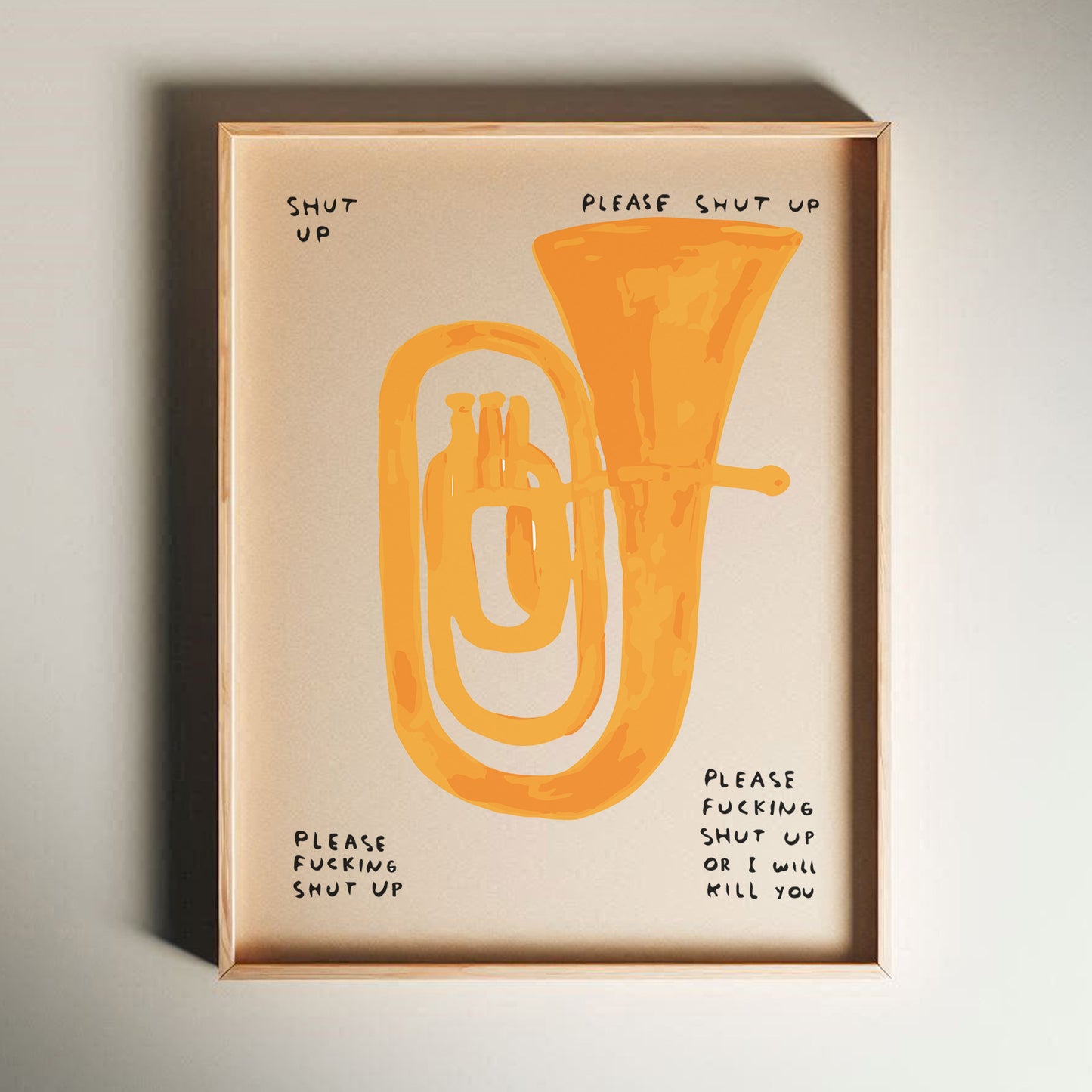 David Shrigley - Shut Up, Quirky Wall Art, Pop Art Decor, Funny Poster, Contemporary Home Gallery, Humorous Decor