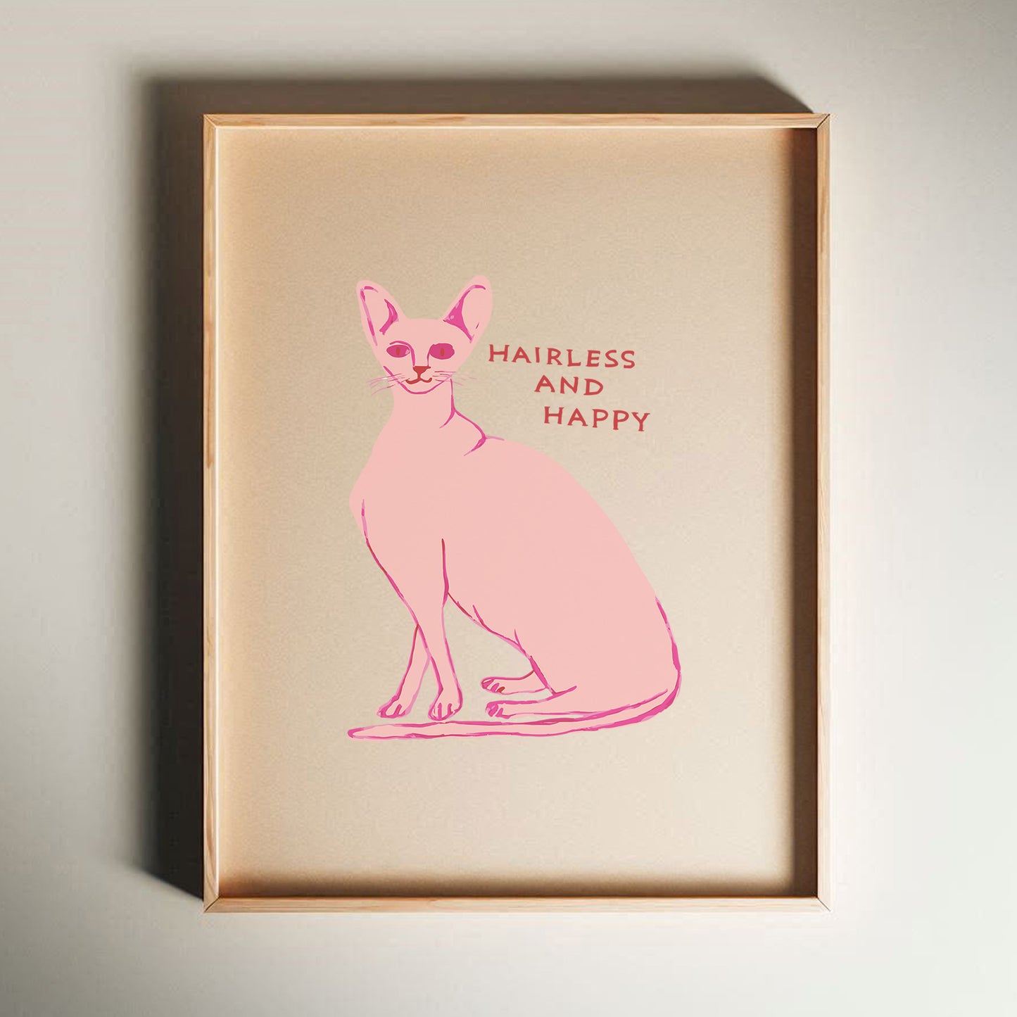 David Shrigley - Hairless And Happy, Quirky Wall Art, Pop Art Decor, Funny Poster, Contemporary Home Gallery, Humorous Decor, Art