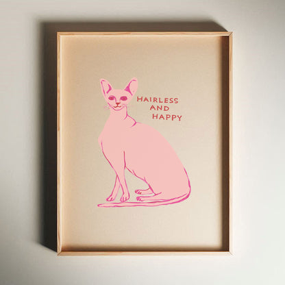 David Shrigley - Hairless And Happy, Quirky Wall Art, Pop Art Decor, Funny Poster, Contemporary Home Gallery, Humorous Decor, Art