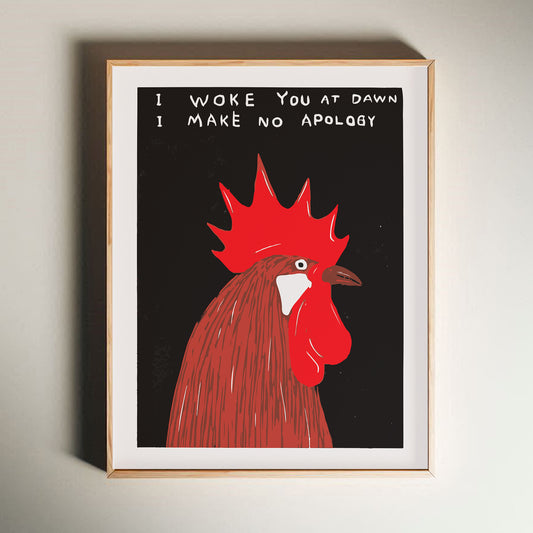 David Shrigley - I Woke You At Dawn, Quirky Wall Art, Pop Art Decor, Funny Poster, Contemporary Home Gallery, Humorous Decor