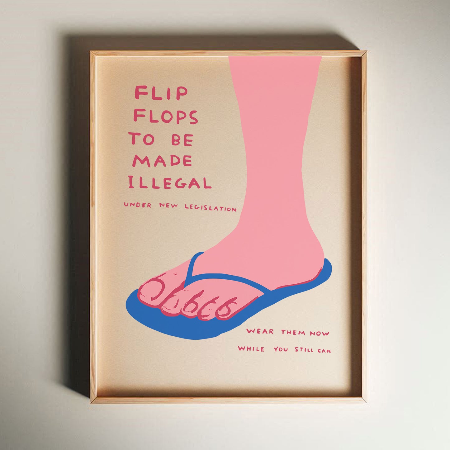 David Shrigley - Flip Flops, Quirky Wall Art, Pop Art Decor, Funny Poster, Contemporary Home Gallery, Humorous Decor, Art, Shrigley Print