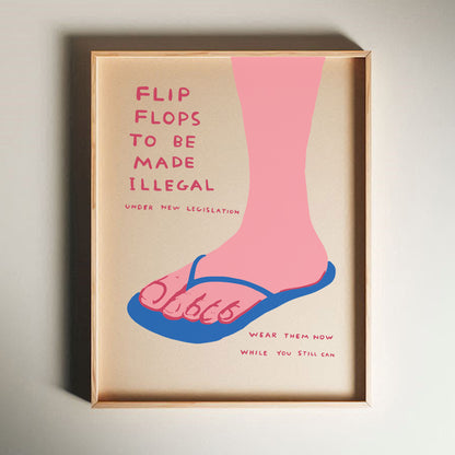David Shrigley - Flip Flops, Quirky Wall Art, Pop Art Decor, Funny Poster, Contemporary Home Gallery, Humorous Decor, Art, Shrigley Print