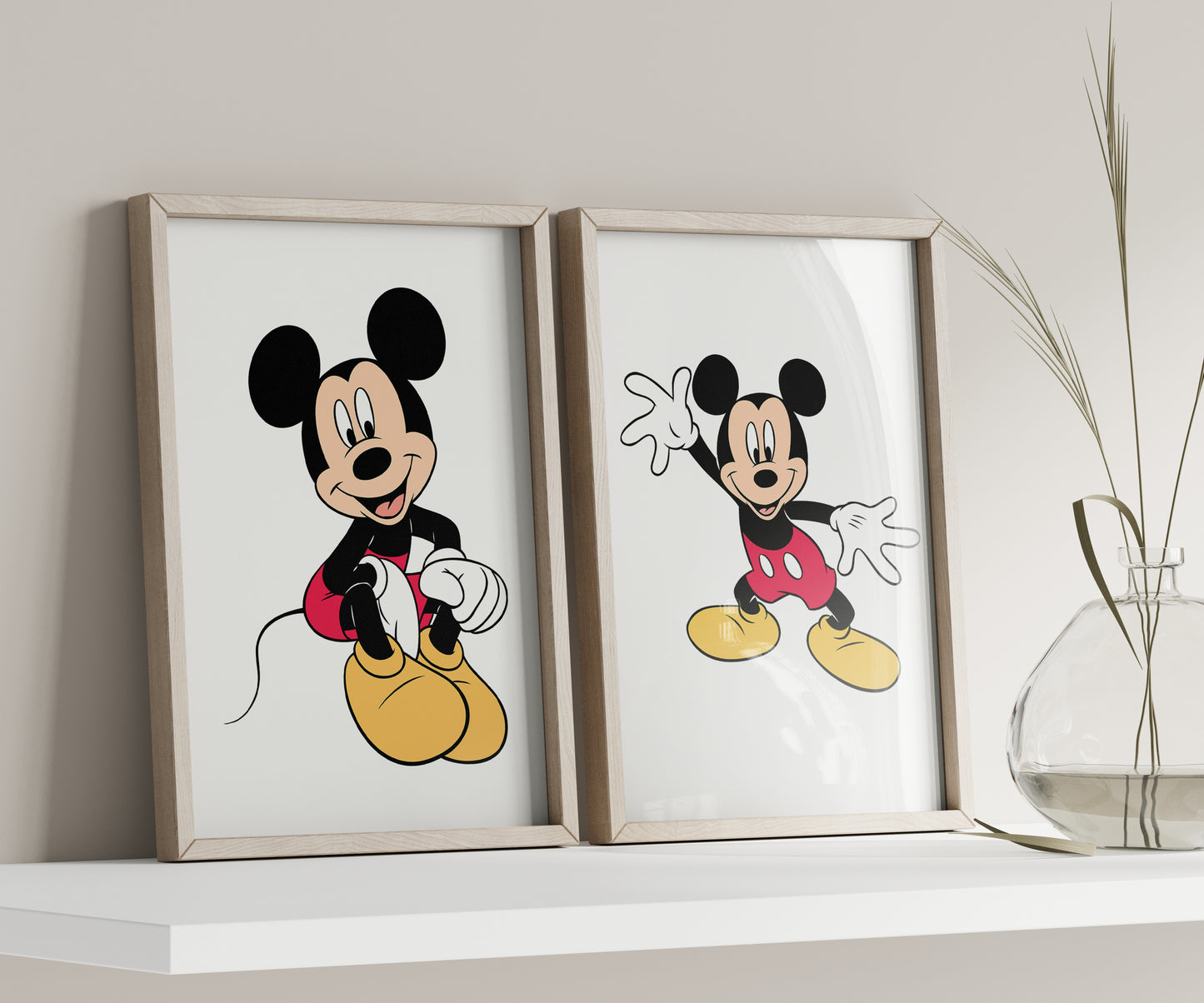 Personalized Mickey Mouse Name Sign, Custom Mickey Print, Watercolor Disney Nursery Art, Kids Room Wall Decor, Cartoon Character Poster