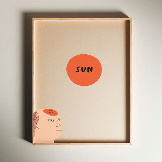 David Shrigley - Sun & Sun Burn, Quirky Wall Art, Pop Art Decor, Funny Poster, Contemporary Home Gallery, Humorous Decor, Art