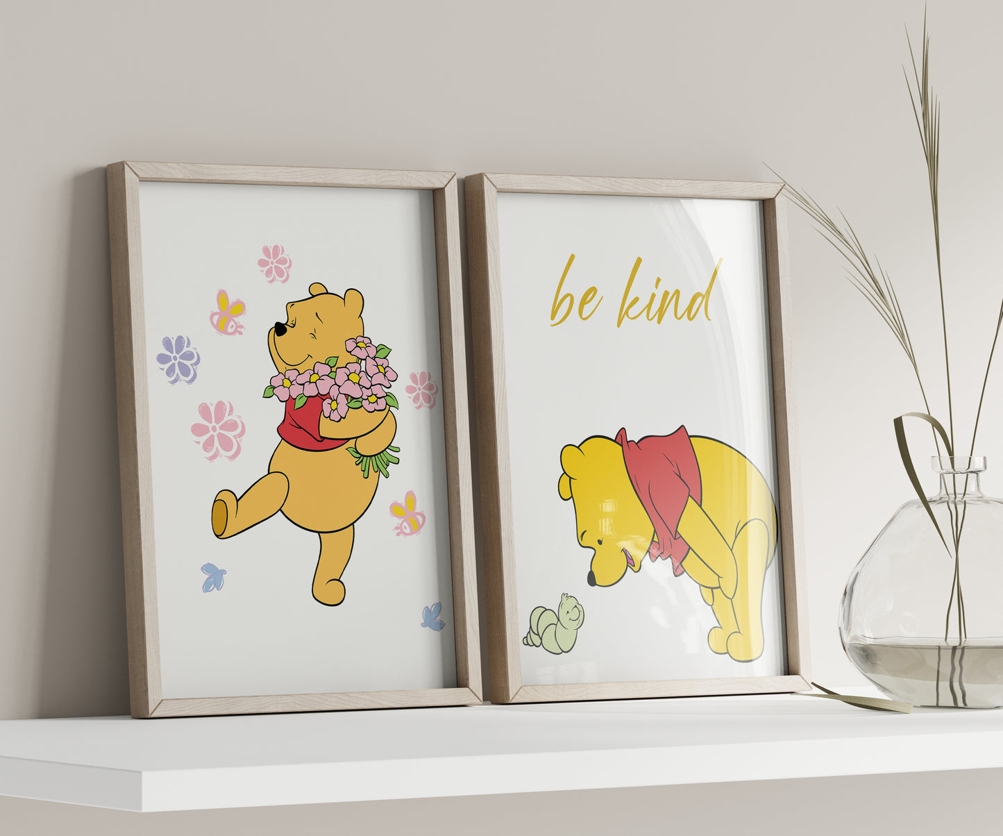 Personalized Winnie the Pooh Name Sign, Custom Nursery Art, Pooh Bear Print, Watercolor Kids Room Decor, Disney Character Poster