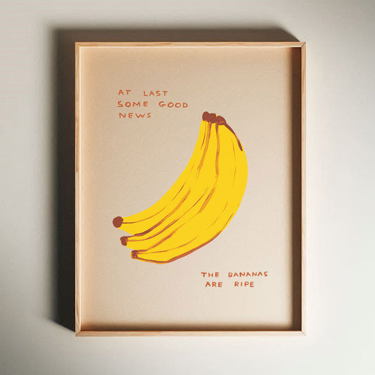 David Shrigley - At Last Some Good News, Quirky Wall Art, Pop Art Decor, Funny Poster, Contemporary Home Gallery, Humorous Decor, Art