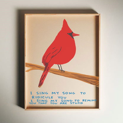 David Shrigley - I Sing My Song, Quirky Wall Art, Pop Art Decor, Funny Poster, Contemporary Home Gallery, Humorous Decor, Art