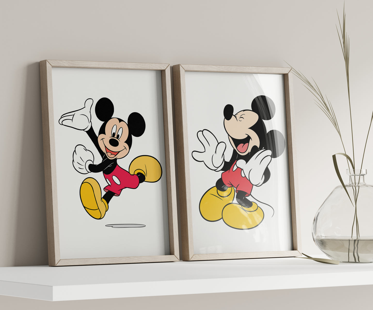 Personalized Mickey Mouse Name Sign, Custom Mickey Print, Watercolor Disney Nursery Art, Kids Room Wall Decor, Cartoon Character Poster