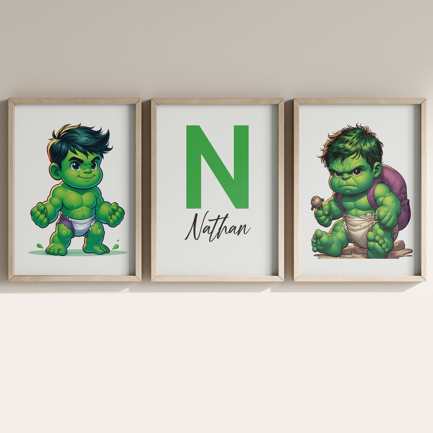 Baby Hulk Name Sign, Personalized Hulkling Print, Custom Kids Wall Decor, Marvel Nursery Art, Young Hulk Print Set, Baby Hulk Room Decor