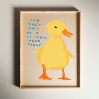 David Shrigley - Live Each Day, Quirky Wall Art, Pop Art Decor, Funny Poster, Contemporary Home Gallery, Humorous Decor