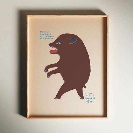 David Shrigley - Please Forgive My Awful Behaviour, Quirky Wall Art, Pop Art Decor, Funny Poster, Contemporary Home Gallery, Humorous Decor