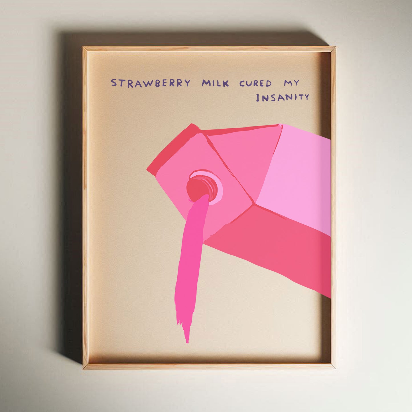 David Shrigley - Strawberry Milk, Quirky Wall Art, Pop Art Decor, Funny Poster, Contemporary Home Gallery, Humorous Decor, Art