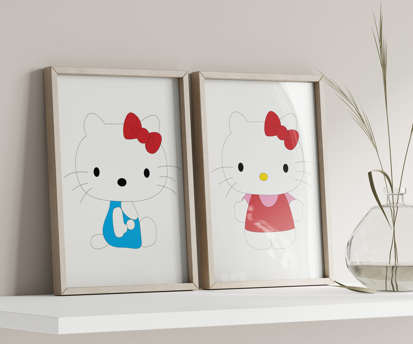 Hello Kitty Name Sign, Personalized Hello Kity, Custom Kids Wall Decor, Kawaii Nursery Print, Helo Kitty Print Set