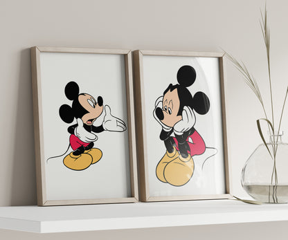 Personalized Mickey Mouse Name Sign, Custom Mickey Print, Watercolor Disney Nursery Art, Kids Room Wall Decor, Cartoon Character Poster