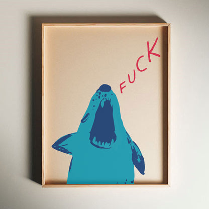David Shrigley - Fuck, Quirky Wall Art, Pop Art Decor, Funny Poster, Contemporary Home Gallery, Humorous Decor, Art, Shrigley Print