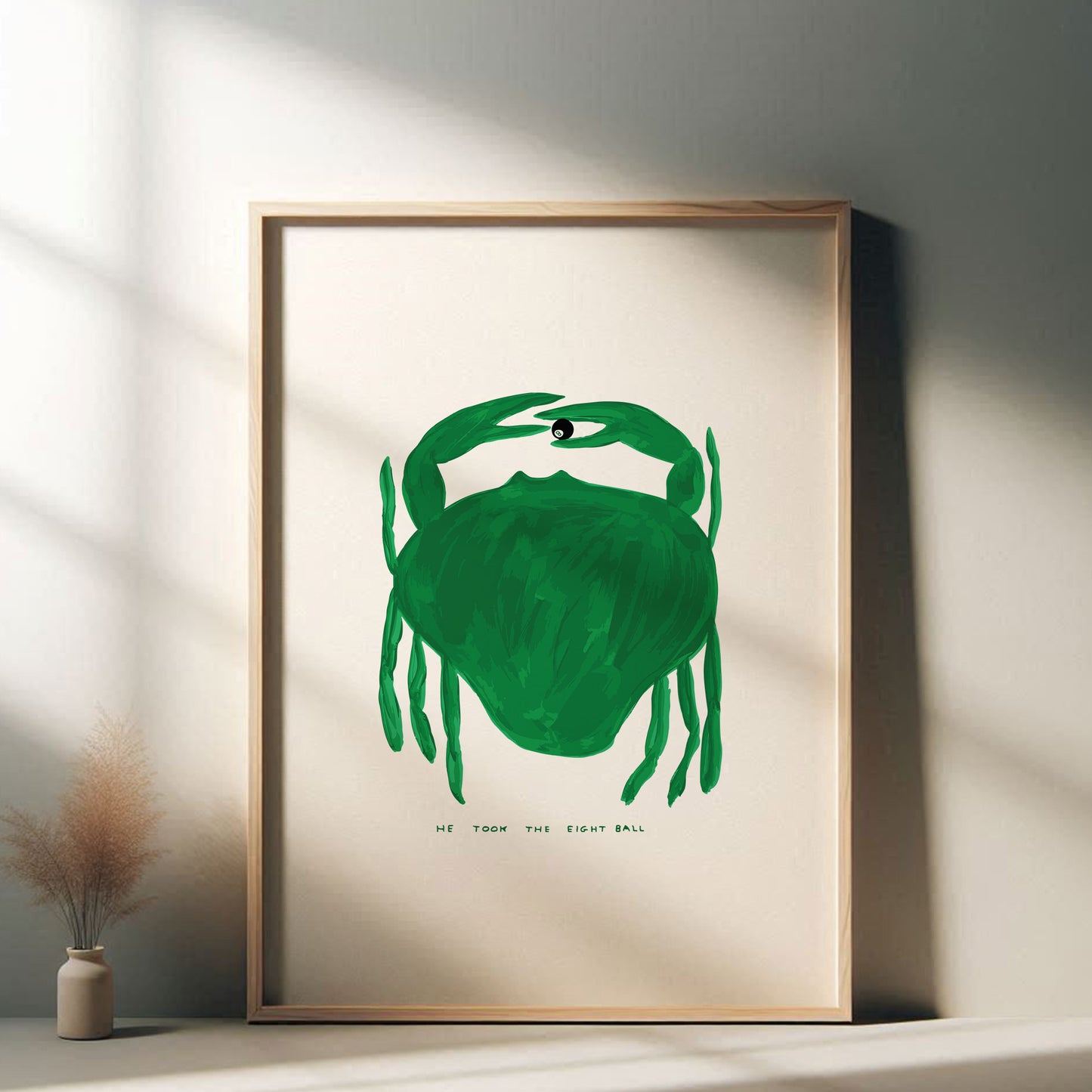 David Shrigley - He Took The Eight Ball, Quirky Wall Art, Pop Art Decor, Funny Poster, Contemporary Home Gallery, Humorous Decor, Art