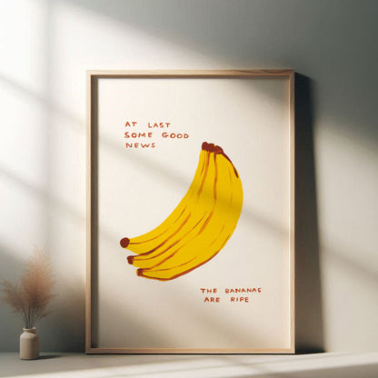 David Shrigley - At Last Some Good News, Quirky Wall Art, Pop Art Decor, Funny Poster, Contemporary Home Gallery, Humorous Decor, Art