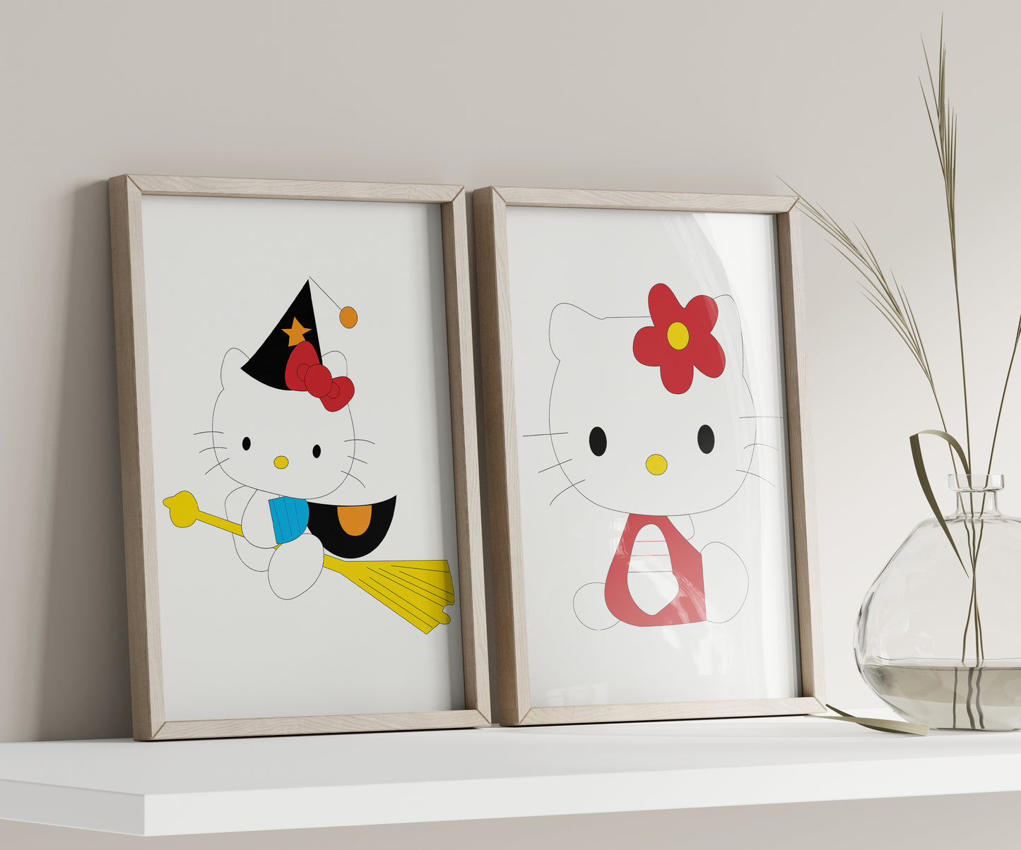 Hello Kitty Name Sign, Personalized Sanrio Art, Custom Kids Wall Decor, Kawaii Nursery Print, Helo Kitty Print Set
