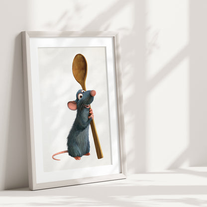 Ratatouille Print, Chef Mouse Poster, Watercolor Disney Art