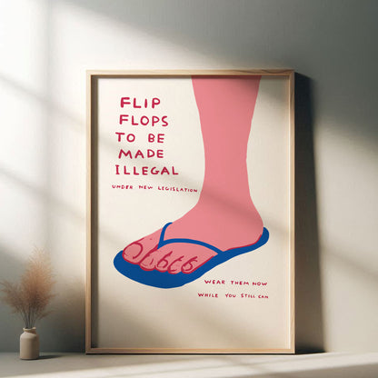 David Shrigley - Flip Flops, Quirky Wall Art, Pop Art Decor, Funny Poster, Contemporary Home Gallery, Humorous Decor, Art, Shrigley Print