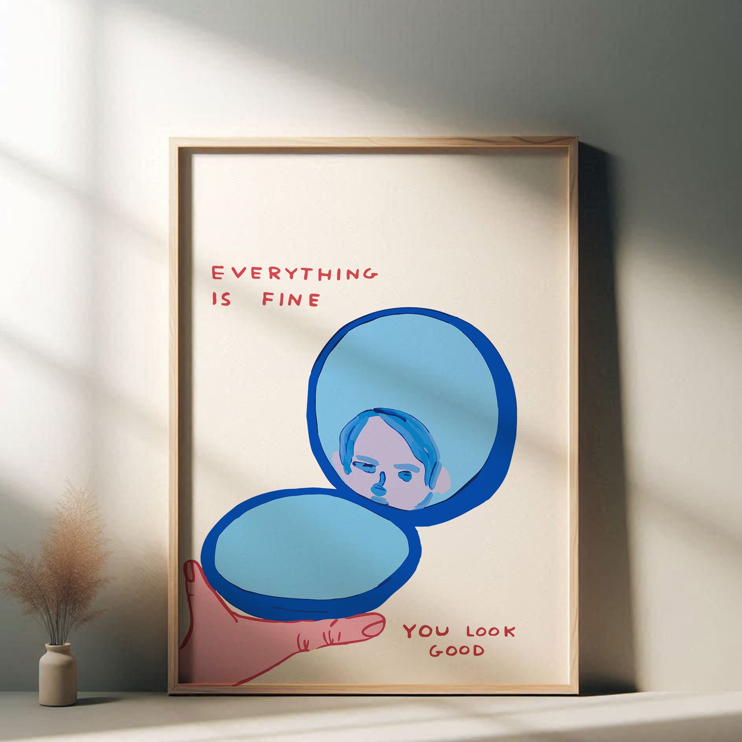 David Shrigley - Everything Is Fine, Quirky Wall Art, Pop Art Decor, Funny Poster, Contemporary Home Gallery, Humorous Decor, Art