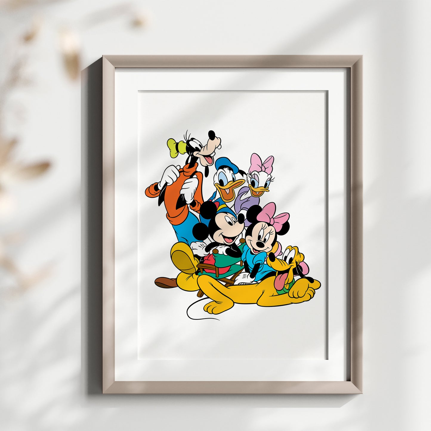Disney Friends Print Set Mickey, Minnie, Pluto, Goofy, Duffy Duck, Daisy Duck, Watercolor Cartoon Art, Nursery Wall Decor, Kids Room Posters