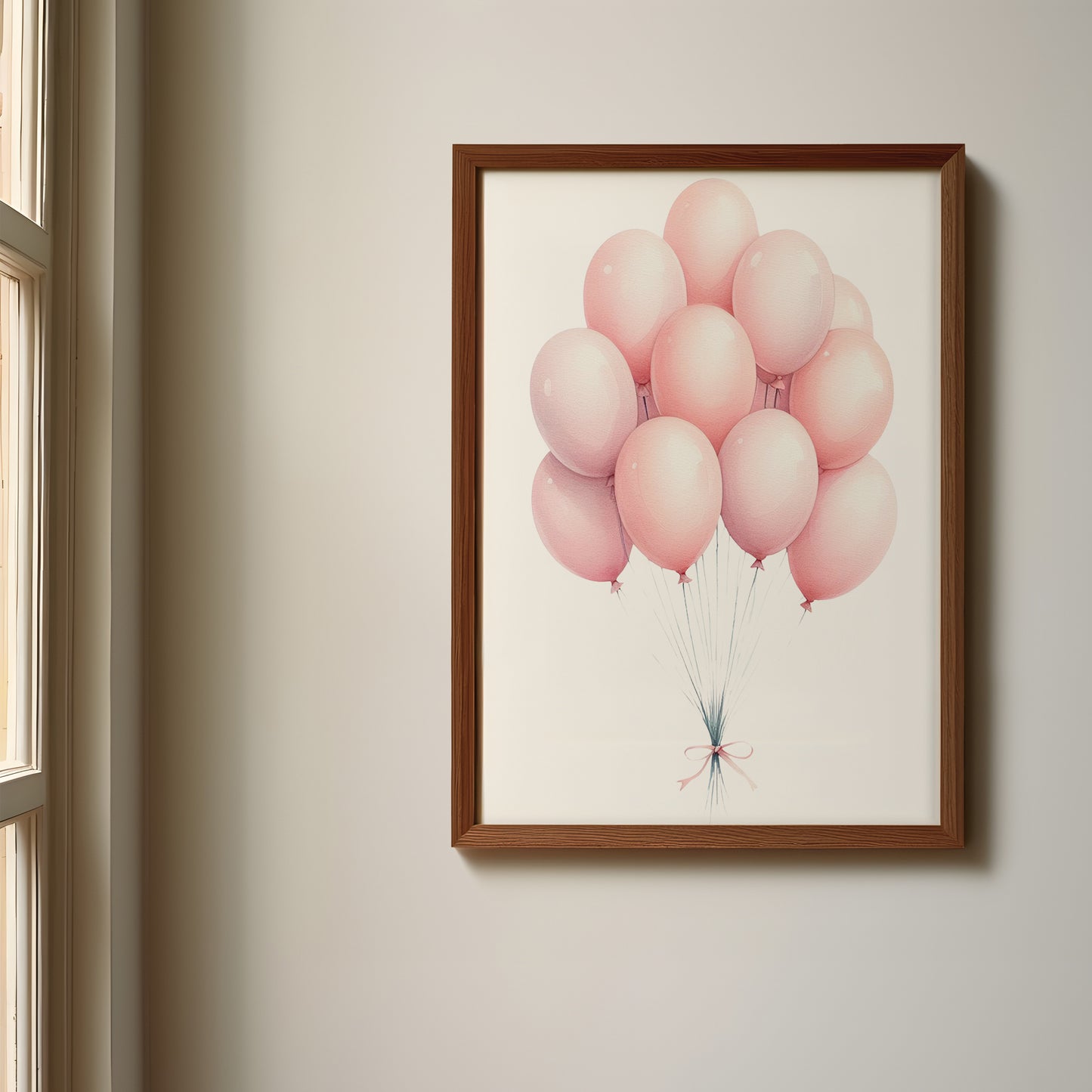 Pink Balloon Teddy Name Sign, Personalized Cute Teddy Bear Print with Floating Pink Balloons, Custom Kids Wall Decor, Whimsical and Cozy Nursery Art, Pink Balloon Teddy Print Set, Adorable Pink Teddy Bear Room Decor for Kids and Babies