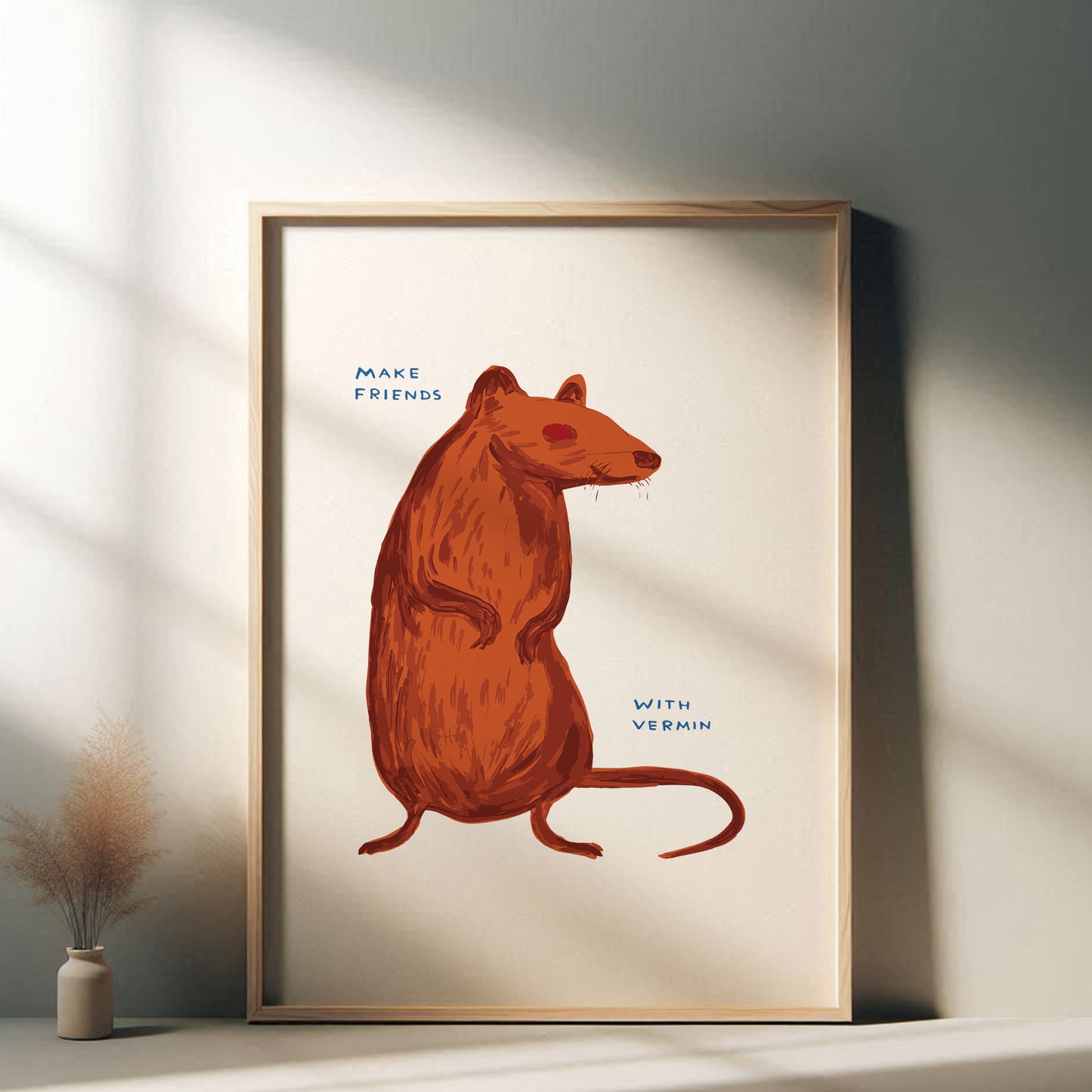 David Shrigley - Make Friends With Vermin, Quirky Wall Art, Pop Art Decor, Funny Poster, Contemporary Home Gallery, Humorous Decor, Art