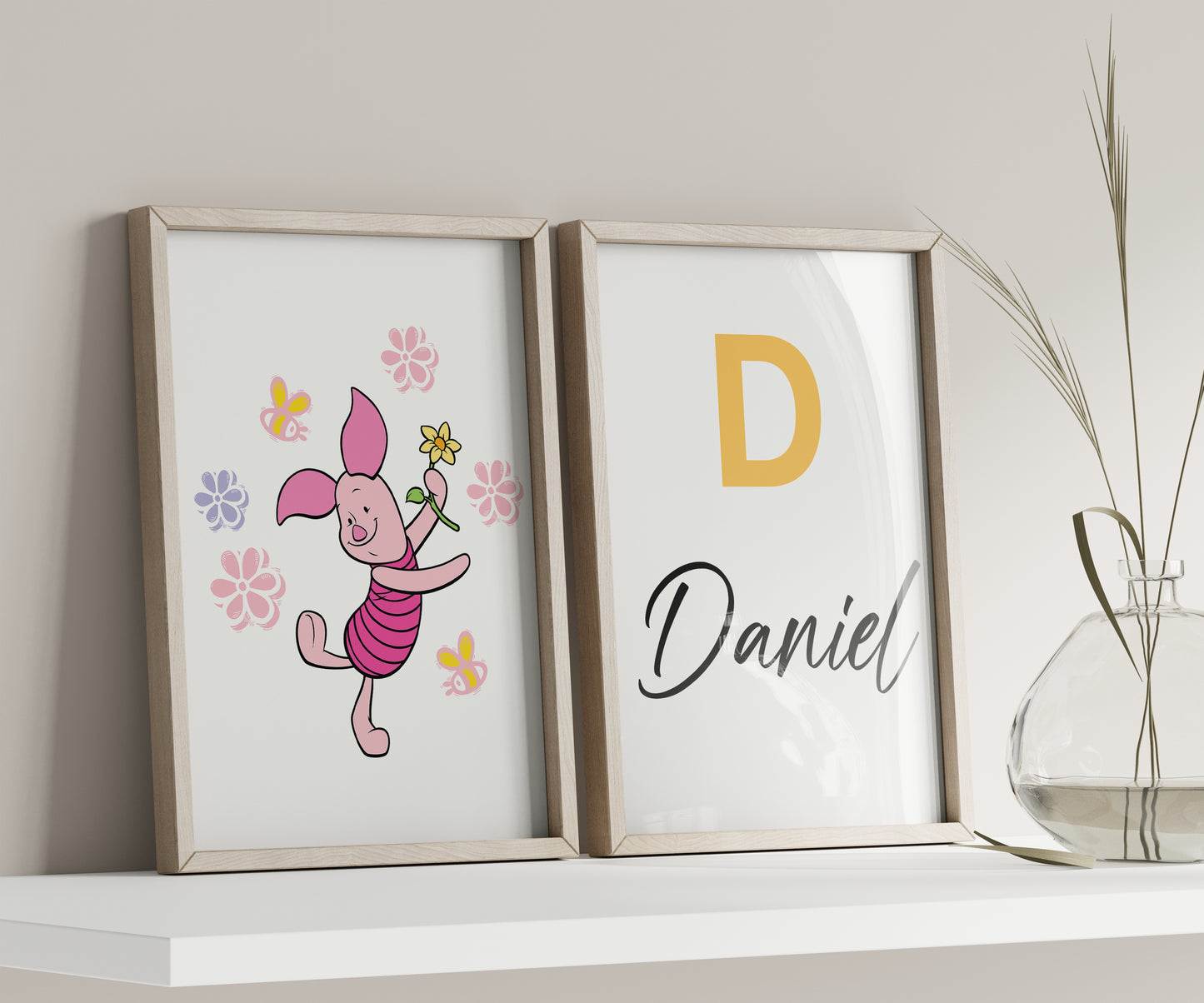 Personalized Winnie the Pooh Name Sign, Custom Nursery Art, Pooh Bear Print, Watercolor Kids Room Decor, Disney Character Poster