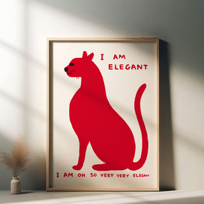 David Shrigley - I Am Elegant, Quirky Wall Art, Pop Art Decor, Funny Poster, Contemporary Home Gallery, Humorous Decor, Art, Shrigley Print