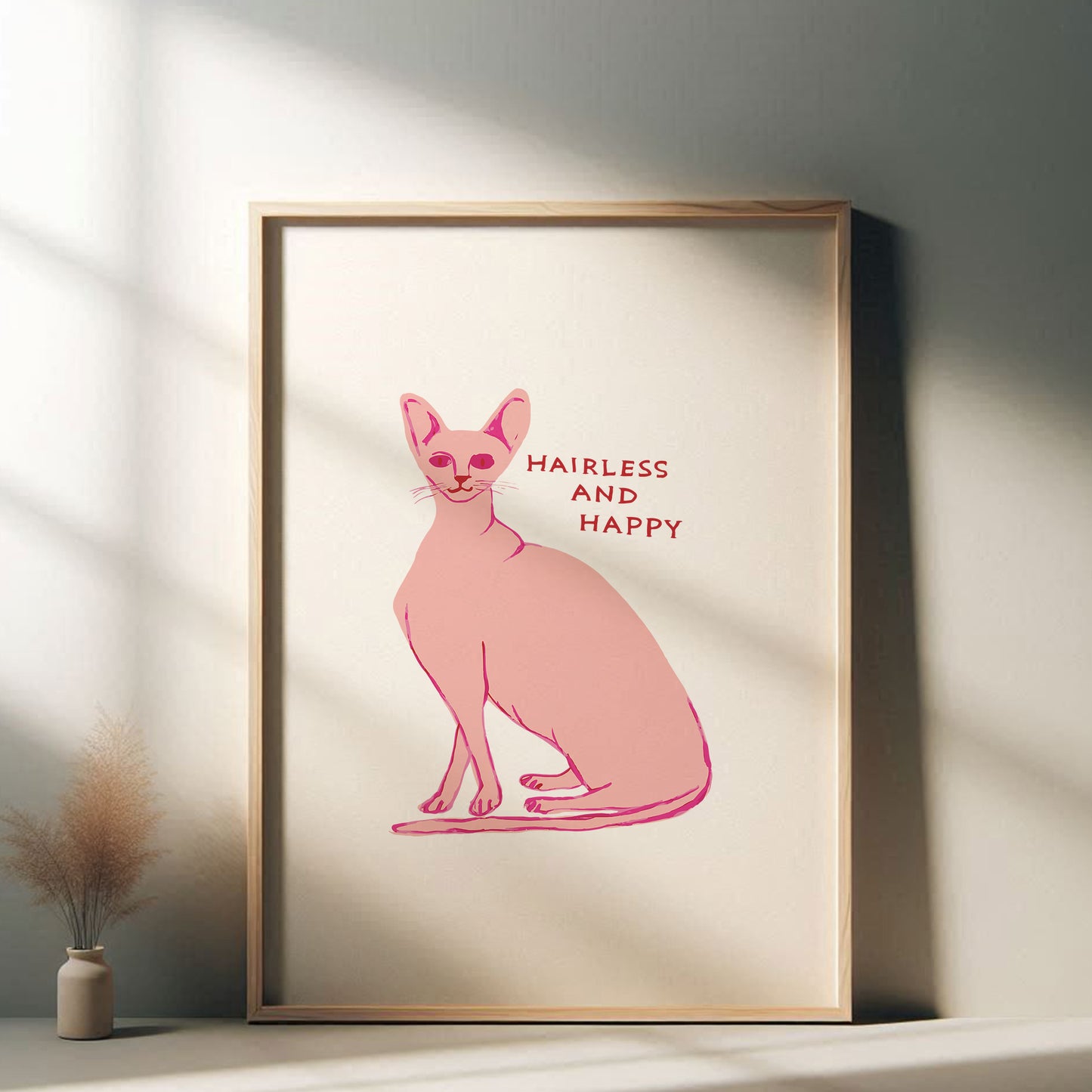 David Shrigley - Hairless And Happy, Quirky Wall Art, Pop Art Decor, Funny Poster, Contemporary Home Gallery, Humorous Decor, Art