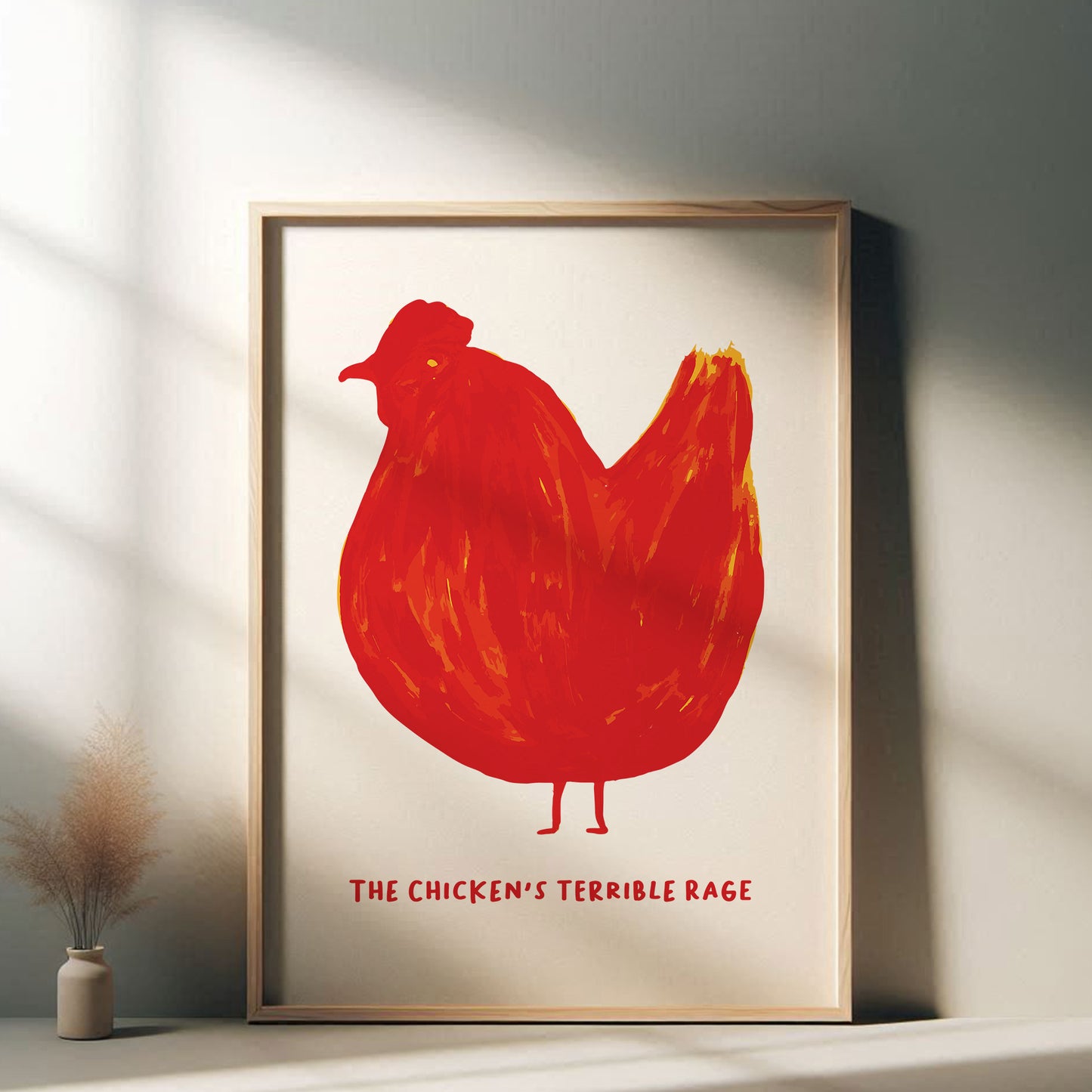 David Shrigley - The Chicken's Terrible Rage, Quirky Wall Art, Pop Art Decor, Funny Poster, Contemporary Home Gallery, Humorous Decor, Art