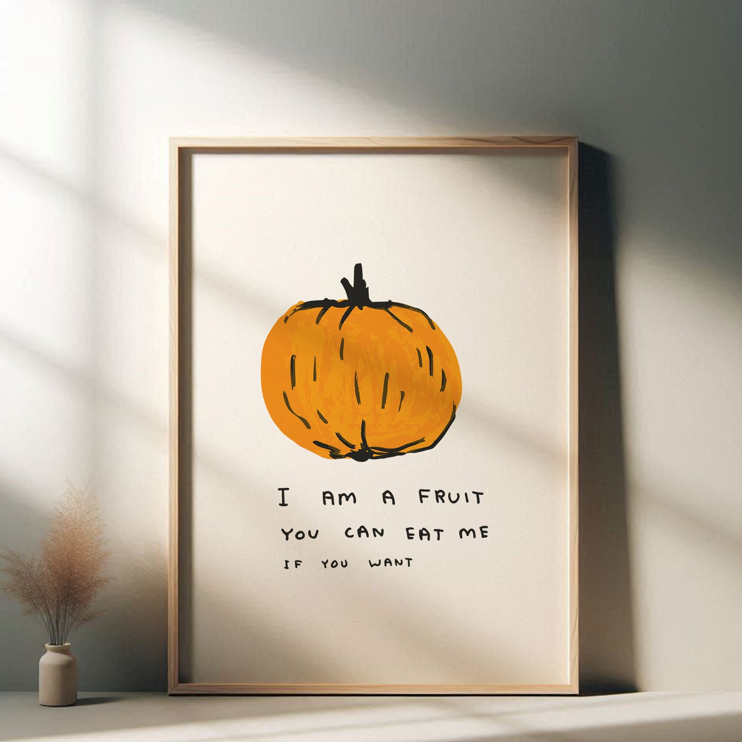 David Shrigley - I Am A Fruit, Quirky Wall Art, Pop Art Decor, Funny Poster, Contemporary Home Gallery, Humorous Decor, Art, Shrigley Print