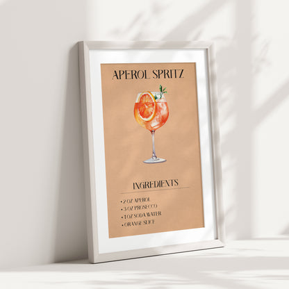 Aperol Spritz, Aperol Spritz Print, Cocktail Print, Bar Decor, Cocktail Poster, Drink Sign, Trendy Wall, Alcohol Print, Alcohol Poster, Alcohol Decor