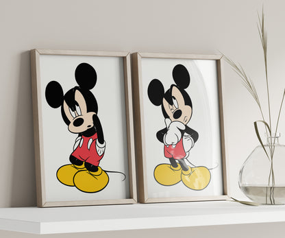 Personalized Mickey Mouse Name Sign, Custom Mickey Print, Watercolor Disney Nursery Art, Kids Room Wall Decor, Cartoon Character Poster