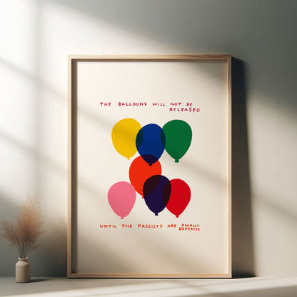 David Shrigley - The Balloons, Quirky Wall Art, Pop Art Decor, Funny Poster, Contemporary Home Gallery, Humorous Decor, Art
