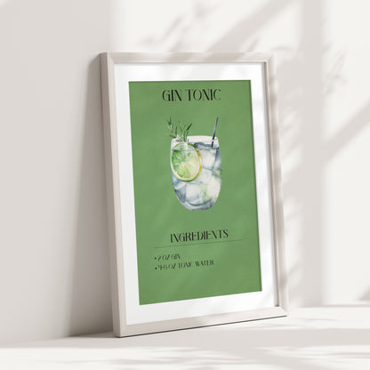 Gin Tonic, Gin Tonic Print, Cocktail Print, Bar Decor, Cocktail Poster, Drink Sign, Trendy Wall Art, Alcohol Print, Alcohol Poster, Alcohol Decor