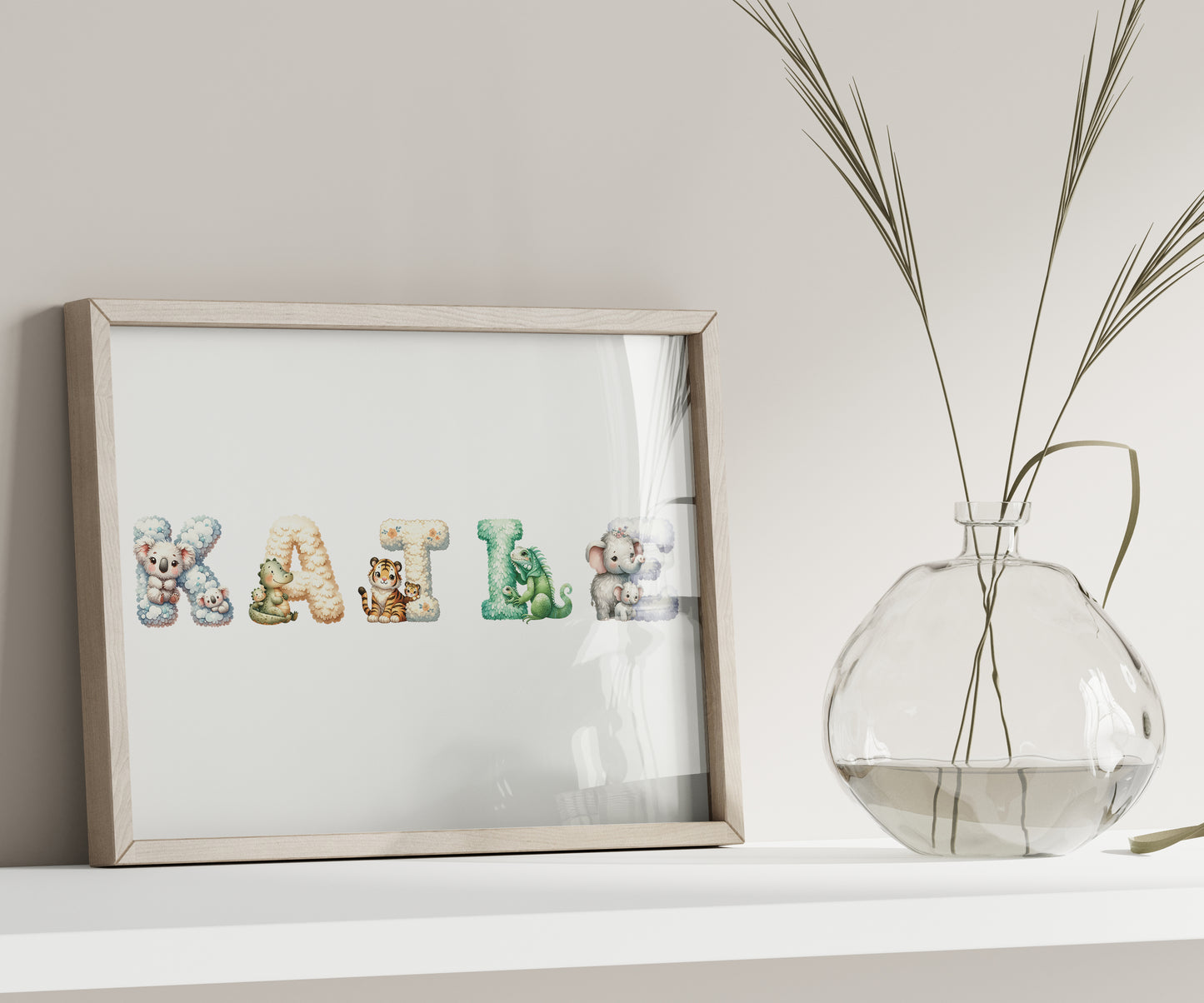 Animal Alphabet Custom Name Sign, Personalized Animal Letters Print, Custom Kids Wall Decor, Educational Nursery Art, Alphabet Animal Print Set, Personalized Name Wall Decor