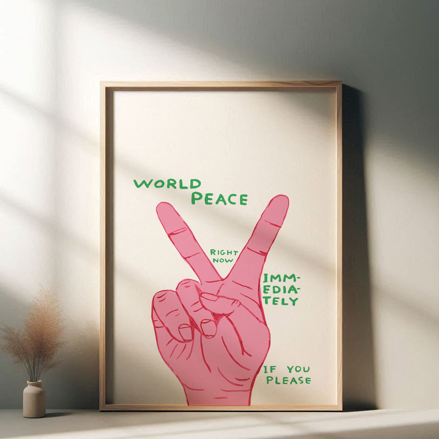 David Shrigley - World Peace, Quirky Wall Art, Pop Art Decor, Funny Poster, Contemporary Home Gallery, Humorous Decor, Art