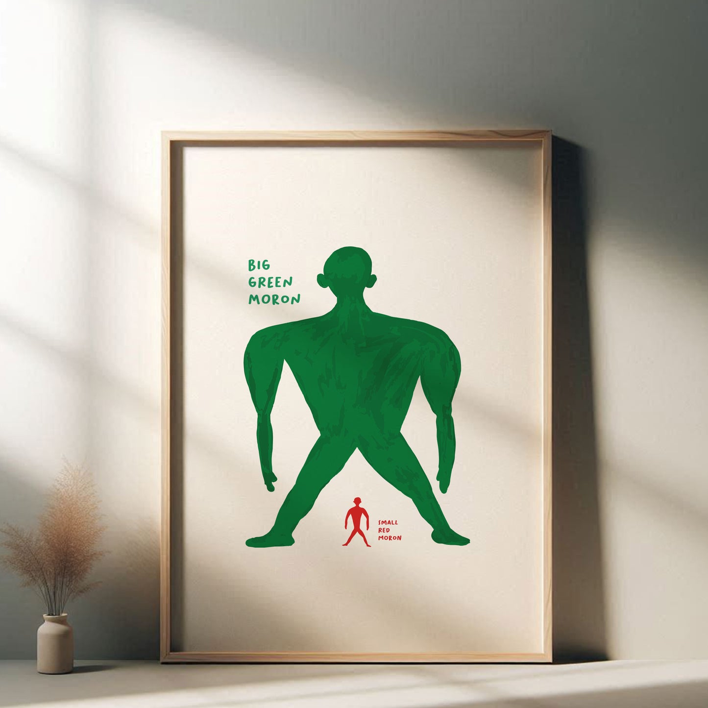 David Shrigley - Big Green Moron, Quirky Wall Art, Pop Art Decor, Funny Poster, Contemporary Home Gallery, Humorous Decor, Art