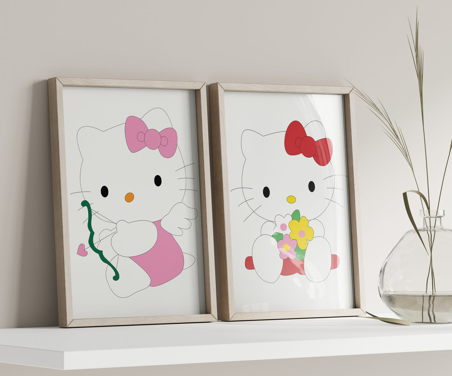Hello Kitty Name Sign, Personalized Hello Kity, Custom Kids Wall Decor, Kawaii Nursery Print, Helo Kitty Print Set