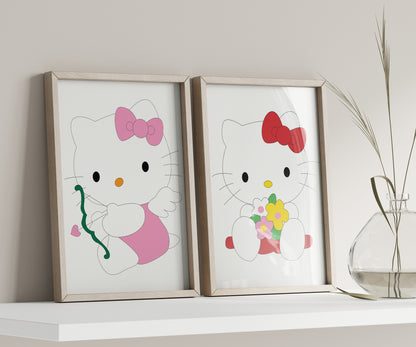 Hello Kitty Name Sign, Personalized Hello Kity, Custom Kids Wall Decor, Kawaii Nursery Print, Helo Kitty Print Set