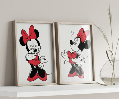 Custom Minnie Mouse Print, Personalized Name Sign, Minnie Nursery Art, Baby Room Decor, Kids Wall Art, Cartoon Character Poster