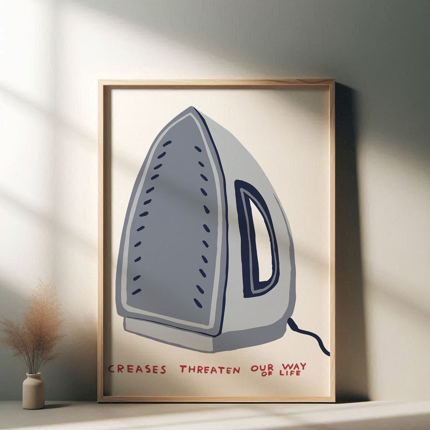 David Shrigley - Creases Threaten Our Way Of Life, Quirky Wall Art, Pop Art Decor, Funny Poster, Contemporary Home Gallery, Humorous Decor