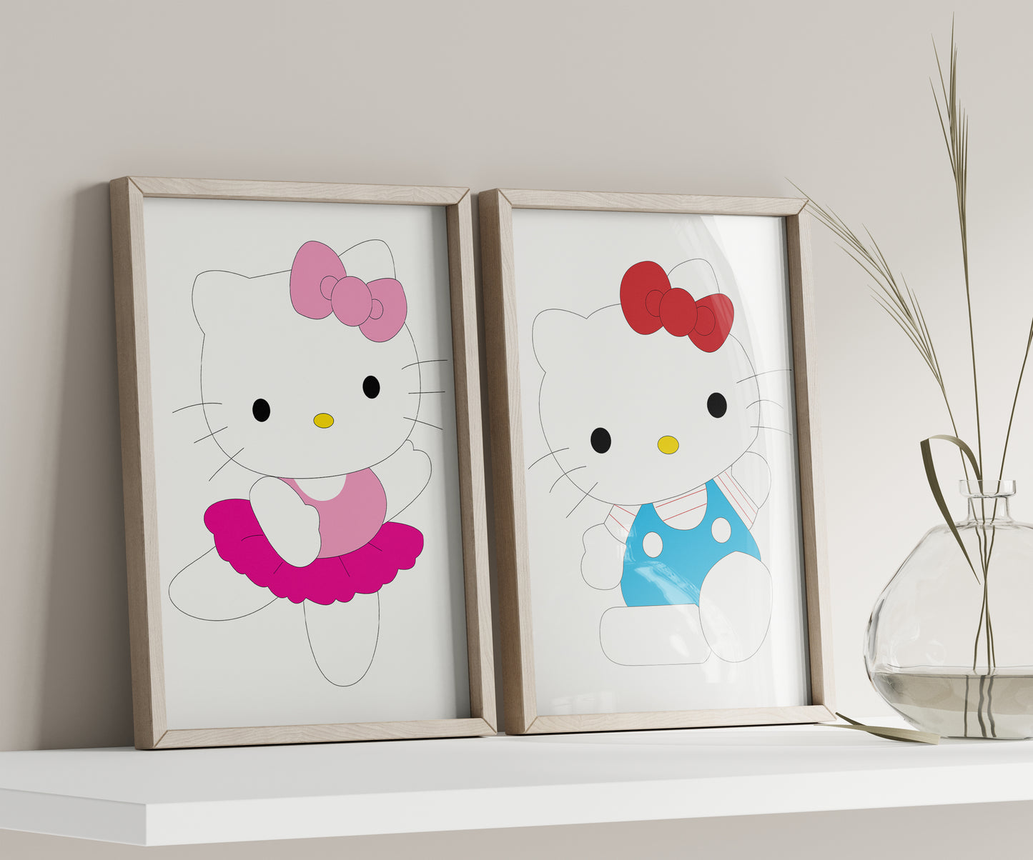 Hello Kitty Name Sign, Personalized Sanrio Art, Custom Kids Wall Decor, Kawaii Nursery Print, Helo Kitty Print Set