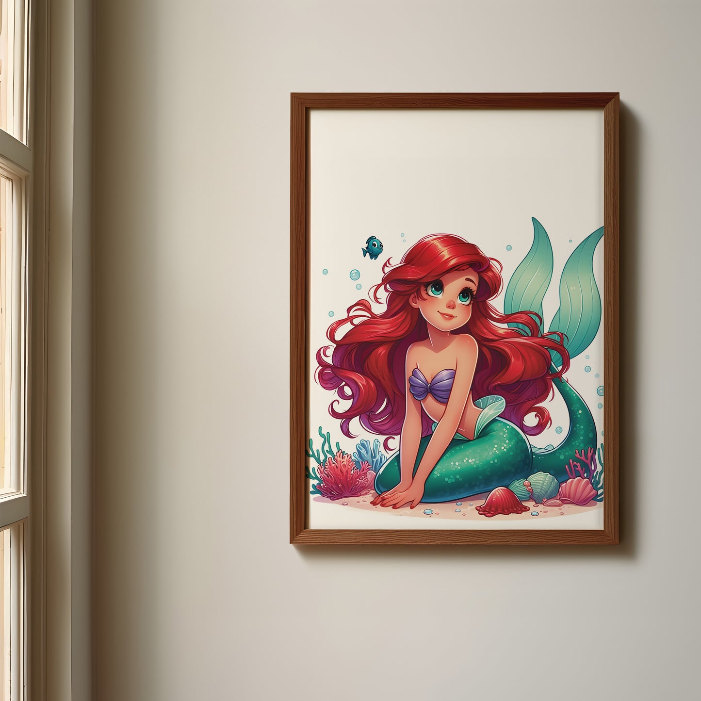 Little Mermaid Name Sign, Personalized Ariel and Friends Print, Custom Kids Wall Decor, Disney Nursery Art, Little Mermaid Print Set, Ariel Room Decor