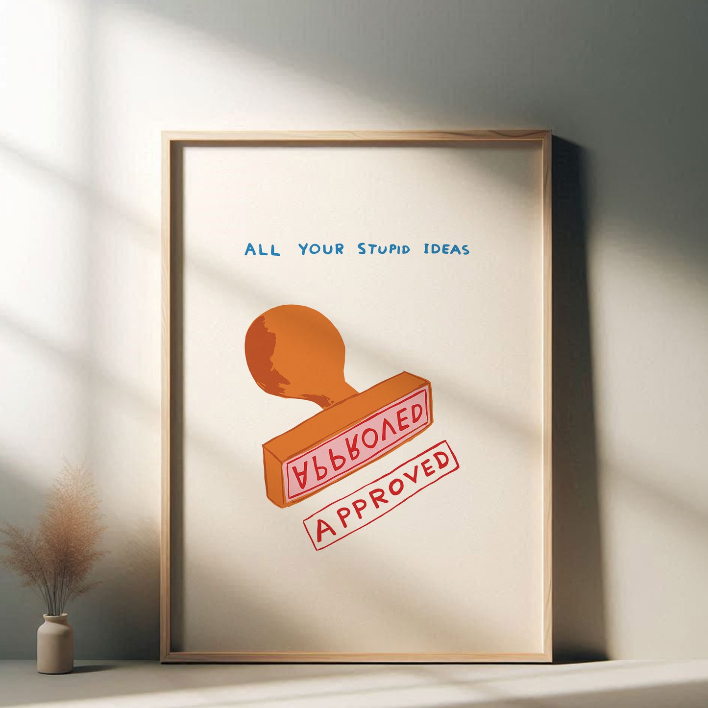 David Shrigley - Approved, Quirky Wall Art, Pop Art Decor, Funny Poster, Contemporary Home Gallery, Humorous Decor, Art, Shrigley Print