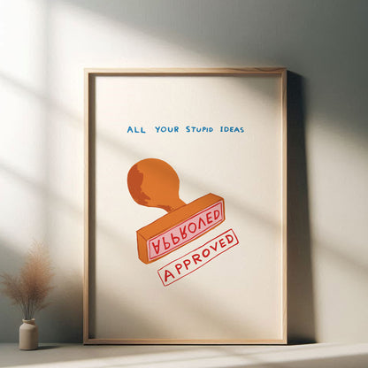 David Shrigley - Approved, Quirky Wall Art, Pop Art Decor, Funny Poster, Contemporary Home Gallery, Humorous Decor, Art, Shrigley Print