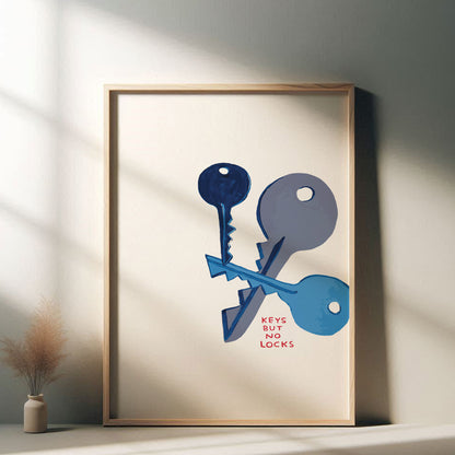 David Shrigley - Keys But No Locks, Quirky Wall Art, Pop Art Decor, Funny Poster, Contemporary Home Gallery, Humorous Decor, Art