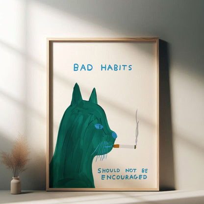 David Shrigley - Bad Habits, Quirky Wall Art, Pop Art Decor, Funny Poster, Contemporary Home Gallery, Humorous Decor, Art